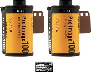 Kodak Pro Image 100 Color Negative Film (35mm Roll Film, 36 Exposures) - 2-Pack with Cleaning Cloth