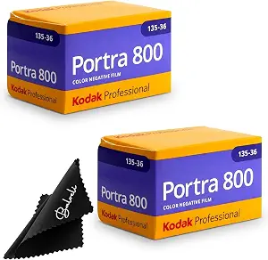 Kodak Portra 800 35mm Film 2 Pack 36exp for 35mm Film Camera Roll Bundle - Kodak Film- Balveli Cloth - 35 mm Film Roll- Camera Film