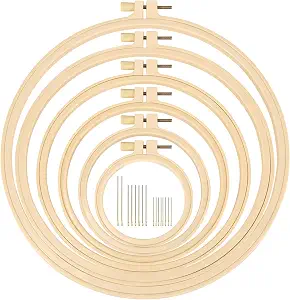 Caydo 6 Pieces Embroidery Hoops with 16 Pieces Needles, 3 Inch to 10 Inch