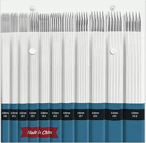 Double-Pointed Knitting Needles 8 inches/20 cm, Double-Pointed Knitting Needle Set, Ideal for Socks, Hats, and Mittens, 55-Piece Set/Multiple Sizes, Suitable for Beginners and Experienced Knitters