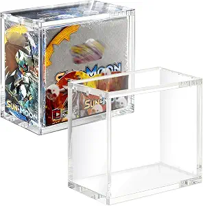 PKMN Booster Box Acrylic Case,8mm(0.31in) Ultra Thick Stackable Acrylic Display Case,Booster Pack Protector with 6x3mm Strong Magnets,Compatible with PKMN Boosters Boxes,Boxes for Display