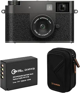 Fujifilm X Half Digital Camera, Bundle with Green Extreme Battery, Camera Case (Charcoal Silver)