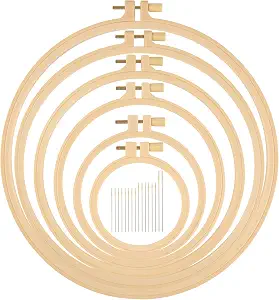6 Pcs Embroidery Hoop 6 Size, Round Plastic Cross Stitch Hoop with 16 Needles (3.6In to 10.7 in), Small Embroidery Hoop, Cross Stitch Hoops and Frames, Suitable for Embroidery, Craft Sewing