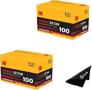 Kodak Ektar 100 35mm Film 2-Pack – ISO 100, 36 Exposure Color Film for 35mm Film Camera – Includes Balveli Premium Microfiber Cloth