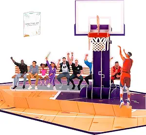 GREETING ART 3D Pop Up Basketball Card for Men, Boys & Sports Fans- 8" x 6"