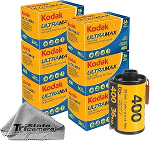 Kodak GC/UltraMax 400 35mm Color Negative Film (6-Pack) – 36 Exposures per Roll, ISO 400, Daylight-Balanced Print Film + TSC Microfiber Cloth