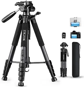 75" Camera Tripod Stand, Heavy Duty with Remote for DSLR iPad iPhone