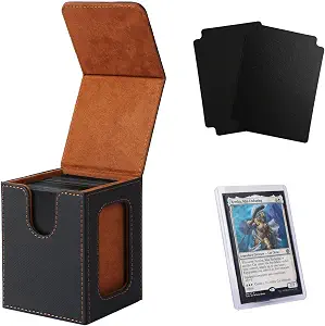 Venssu MTG Deck Box with Commander Display, Fits TCG Cards (Black＆Brown)