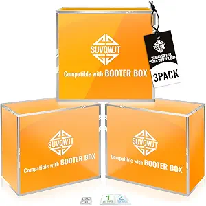 3 Pack Booster Box Acrylic Case-Clear Magnetic Protector Box, UV Stackable