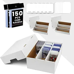 3 Pack Toploader Trading Card Storage Box,Bulk Box For Card With Dividers&Labels,7200 Count,Card Storage Box for TCG/Magic/Mtg Basketball Cards, Collectible Trading Card Boxes
