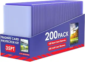 200 Pack Card Sleeves Hard Plastic, 3" x 4" Trading Card Holder