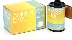 RETO Amber D100 35mm Color Negative Cine Film, 27 Exposures, ISO100, 135, Cinematic, Motion Picture Style, C41 Process