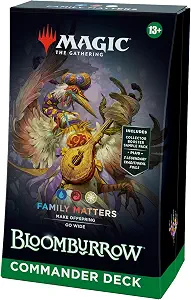 Magic: The Gathering Bloomburrow Commander Deck - Family Matters (100-Card Deck, 2-Card Collector Booster Sample Pack + Accessories)