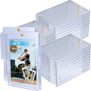 120ct Magnetic Card Holder, 35pt One Card Touch Holder for Trading Cards,Baseball Card Protectors Hard Plastic, Display Case for Collectible Cards Sport Cards Game Cards Top Loads for Cards Sleeves