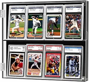98% UV Protection Pro-Collector's Graded Sports Card Display Case for Football Baseball Basketball Hockey Comic Trading Cards (8 Cards Holder - Clear Acrylic)