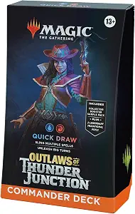 Magic: The Gathering Outlaws of Thunder Junction Commander Deck - Quick Draw (100-Card Deck, 2-Card Collector Booster Sample Pack + Accessories)