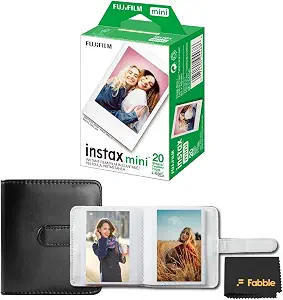 Fujifilm Instax Mini Twin Pack Instant Film (20 Exposures), Bundled with a Black Ideal Instax Mini Album (Holds 32 Photos)