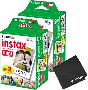 Fujifilm Instax Mini Instant Camera Film: 40 Shoots Total, (10 Sheets x 4) - Capture Memories Anytime, Anywhere - Boomph's Comprehensive Ultimate Performance Cloth Solution for Perfect Picture Quality