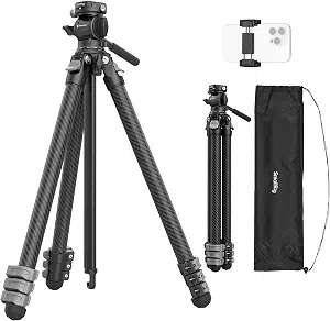 SmallRig Portable Travel Video Tripod, Carbon Fiber Compact Tripod for Outdoor Photography, 5kg Load, Fluid Head with 360° Pan and -70° to 90° Tilt, 180° Reversible Center Column
