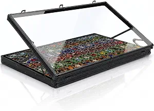 Trade Card Show Display Case, Large Aluminum Lockable Trading Show Display Case and Handle,Portable Trading with Lock for Collectibles, Sports Graded Cards TCG Craft Jewelry (Black, 32*22 in)