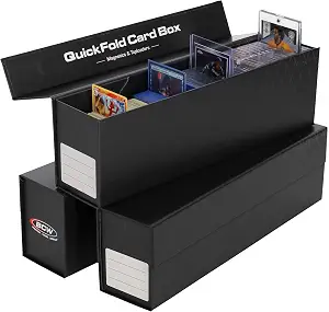 BCW QuickFold Card Boxes for Toploaders and Magnetics, Magnetic Lid, 3 Pack