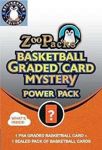 PSA Basketball Graded Card Mystery Power Pack | Beginner Edition | 1 PSA Graded Basketball Card & 1 Pack of Cards | Grade 5+ Guaranteed | by Zoo Packs