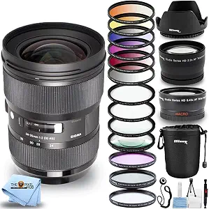 Sigma 24-35mm f/2 DG HSM Art Lens for Nikon F Includes Telephoto Lens and Wide Angle Lens, Filter Kit, Lens Cap Keeper and More [International Version]