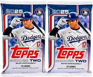 2025 Topps Series 2 Baseball Factory Sealed Pack Bundle, 2 Packs, 24 Cards Total, MLB Trading Cards
