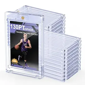 SAMYUCHO 130PT Magnetic Card Holder, 25 Packs Thick One Touch Card Holders