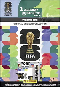 2026 Panini FIFA World Cup Sticker Starter Bundle – Official Album + 5 Sticker Packs – Licensed Tournament Collection