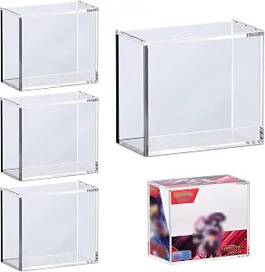 4 PCS PKMN Booster Box Acrylic Case, 5MM Acrylic Display Case, Clear Ultra Boxes for Display Compatible with PKMN Booster Boxes, Dustproof and Waterproof Display Box