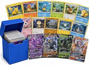 50 Official Pokemon TCG Cards Card Lot with Holofoil Rare, Uncommon, Common, Trainer, and Energy Cards NFL (50 Cards with Deck Box)