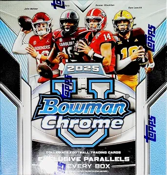 2025 Bowman Chrome University Football Factory Sealed Mega Box 60 Cards