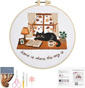Zepiany Embroidery Kit for Beginners Cat All in One Cross Stitch Starter
