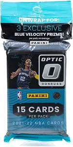Panini 2021/22 Donruss Optic Basketball NBA Cello Pack with Blue Velocity Parallels - 15 Trading Cards Total