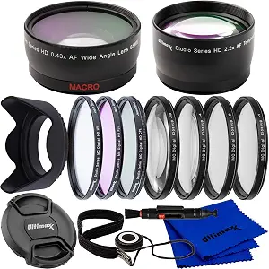 Ultimaxx 55MM Complete Lens Filter Accessory Kit with 55MM 2.2X Telephoto, .43x Wide Angle/Macro Lenses, and More Designed for Nikon D3400 D3500 D5500 D5600 Camera with Nikon AF-P DX 18-55mm Lens