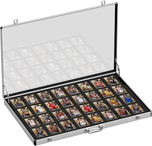 Card Show Display Case 34"x22" Aluminum Frame with Lock, Scratch-Resistant Acrylic Lid Portable Trading Card Display Case for Sports Cards, TCG Collectibles