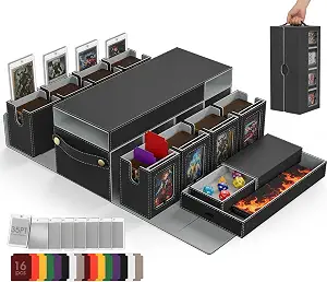 Cortile Commander Deck Box for MTG,8-Deck Modular Case,2 Dice Trays &Handle