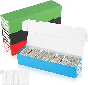 QTYORD 4 Pack 1000 Count Trading Card Storage Box with 8 Dividers