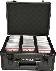 PREZA Graded Card Storage Box - Premium Slab Case Storage Holder for Graded Trading Cards (Black)