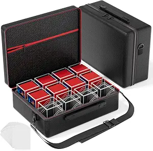 Proijeut Card Deck Box with Portable Case, 12 Pack Clear Commander Deck Box with 12 Dividers, Holds 1200+ Double Sleeved Cards, Fit for MTG, YuGiOh, TCG