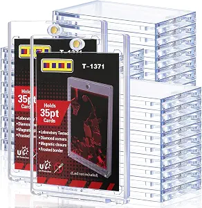 50ct Magnetic Card Holders for Trading Cards, 35pt Hard Cards Sleeves Case, One Touch Card Holder Fit for MTG Cards, Sports Cards, Baseball Cards, Game Cards, Toploaders, Standard Cards Display