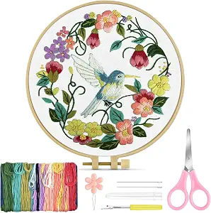 TINDTOP Embroidery Kit for Beginners Adult, Hummingbird Embroidery Kit