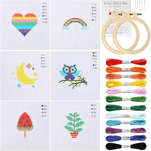 Pllieay Cross Stitch Beginner Kit for Kids 7-13 for Crafts, Christmas Gift