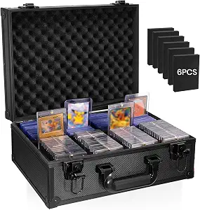 EcoVibe Trading Card Storage Box for 3" X 4" 35PT Toploaders 600+, Toploader Storage Box with 6 Foam Stoppers, Fits Toploader Magnetic Holders MTG Baseball Sports Top Loaders Holder（Black）