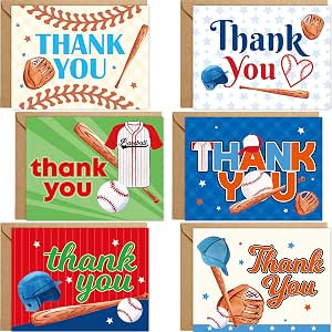 Fancy Land Baseball Thank You Cards 24 Pack Kids Thank You Notes
