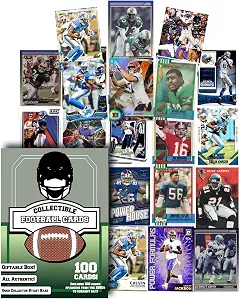 Assorted Set of 100 Football Trading Cards - All New Condition Cards - Perfect Starter Set for Kids, Adults, & Collectors - Potential Superstar and Hall of Fame Cards Available - Retail Packaging