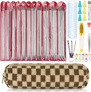 Aeelike Double Pointed Knitting Needles Set, Short Straight Needle, 11 Size