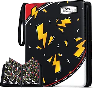 Card Binder for Pokemon Cards, 9 Pocket Trading Card Binder Holds 900 Cards with 50 Removable Sleeves, 3 Ring Zipper Card Holder Album Book Case for TCG, MTG, Sports Cards Collection, Boys Girls