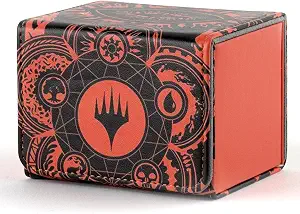 Deck Box for MTG Cards, Trading Commander Deck Case Holds 120+ Sleeved Cards, PU Leather Magnetic Collectible Card Storage Box Fits for TCG Magic Card (Orange)
